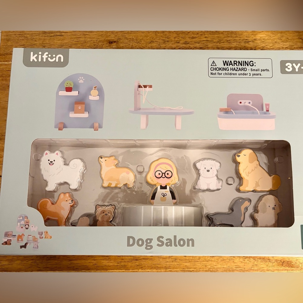Kifun Dog Salon Playset - Pastel Blue Pretend Grooming Set
